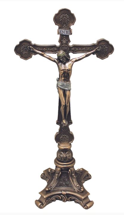 13" Bronze Ornate Standing Crucifix