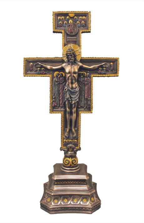 14" Bronze Standing San Damiano Crucifix
