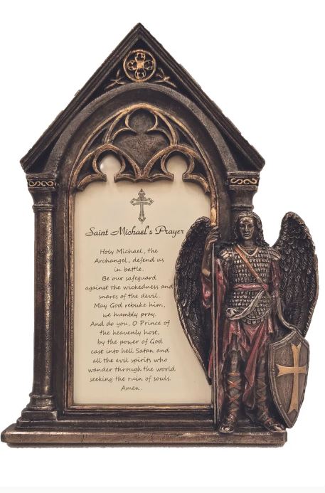 7" St. Michael Prayer Photo in Cold Cast Bronze