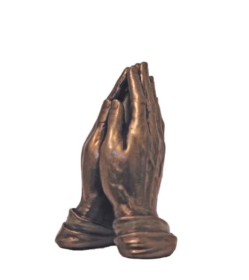 3" Praying Hands in Cold Cast Bronze Statue