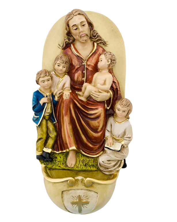 9" Jesus Teaching Children Holy Water Font