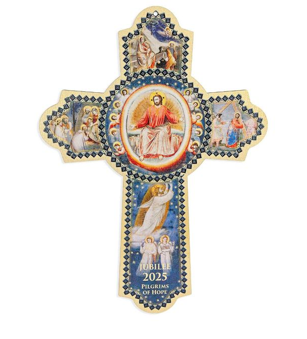 9.5" Wooden Jubilee Year Pilgrims Of Hope Wall Cross