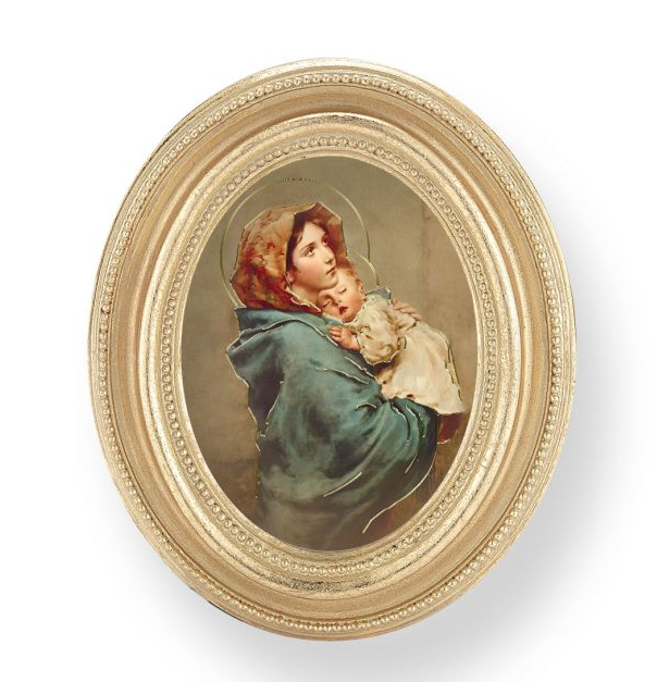 3.5" x 4.5" Gold Oval Frame with a Madonna of the Street Print