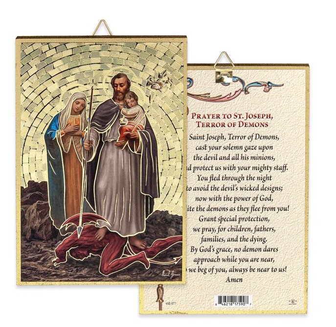 4" x 6" Prayer to Saint Joseph, Terror of Demons Mosaic Plaque