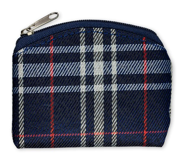 Dark Blue Tartan Plaid Rosary Case