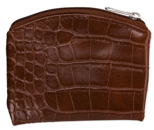 Brown Faux Crocodile Skin Rosary Case