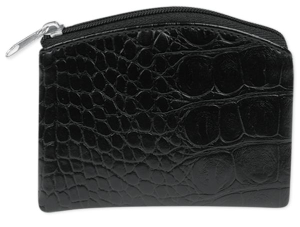 Black Faux Crocodile Skin Rosary Case