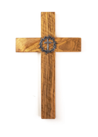 14" Crown of Thorns Olive Wood Wall Cross