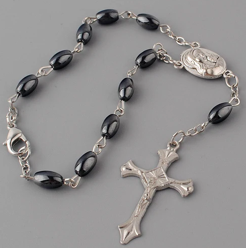 7mm x 10mm Hematite Jerusalem Soil Auto Rosary