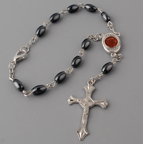 7mm x 10mm Hematite Jerusalem Soil Auto Rosary