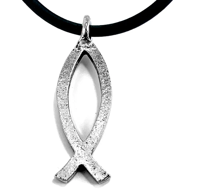 Ichthus Jesus Fish Silver Finish Necklace