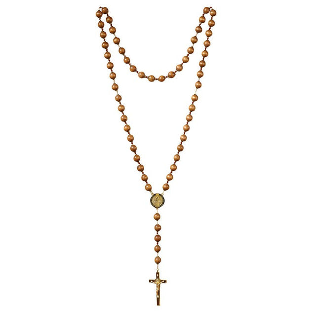 20mm St. Benedict Brown Wood Wall Rosary