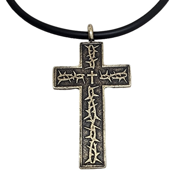 Brass Tone 22" Cross of Thorns Necklace