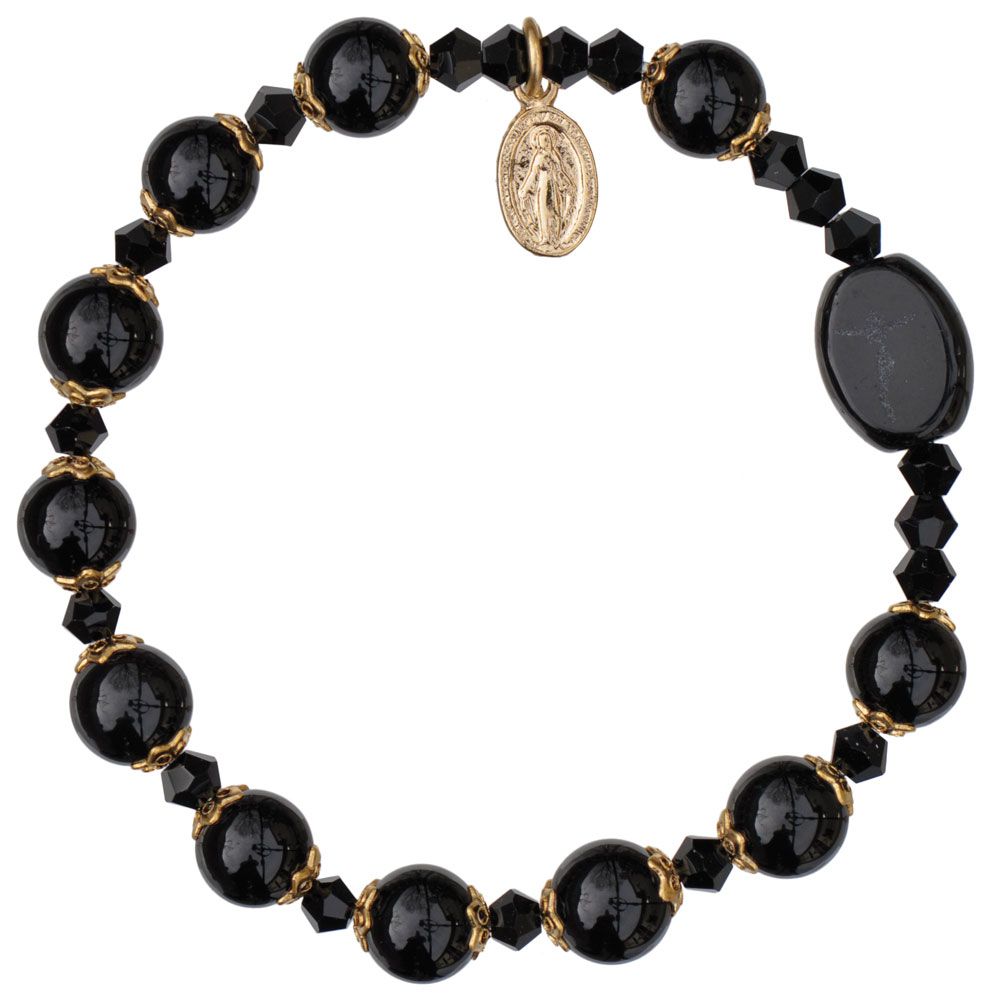 8mm Genuine Black Onyx Rosary Bracelet