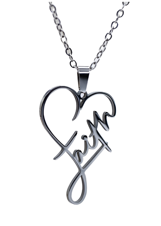 20" Stainless Steel Scripted Faith Necklace