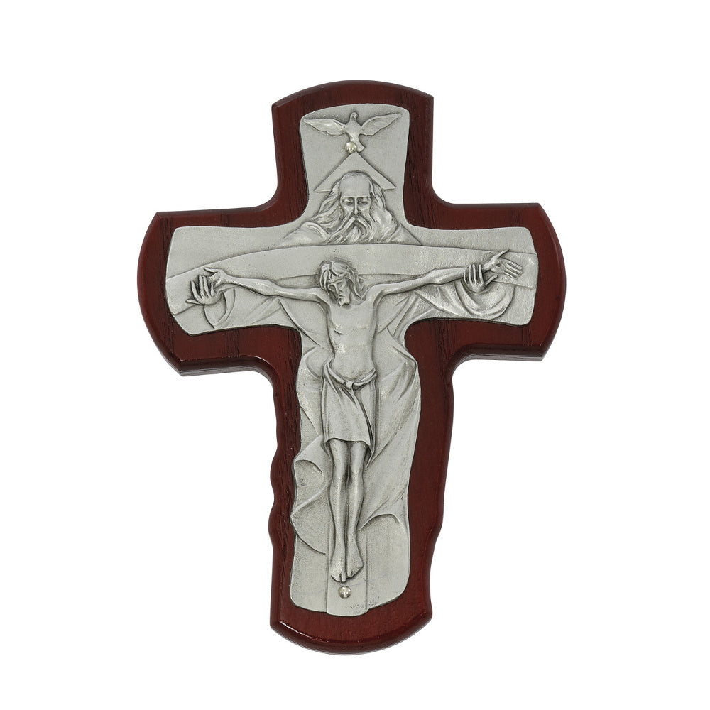 Cherry Stained Holy Trinity Crucifix