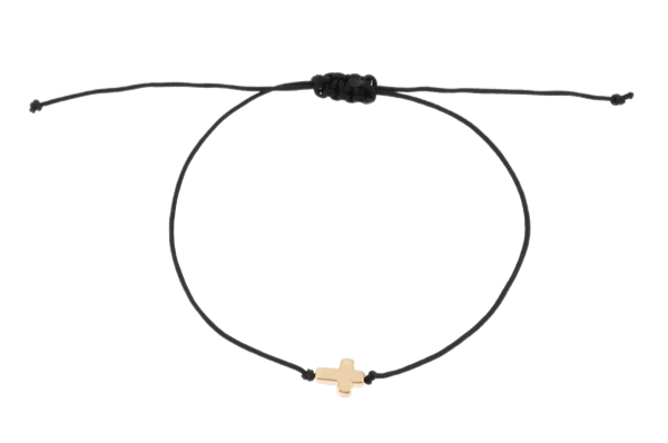 Adjustable Simple Cross Bracelets Black and Gold
