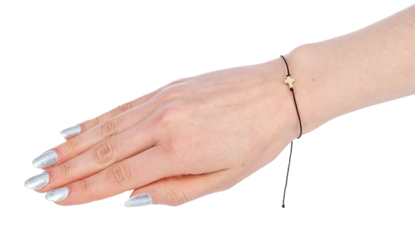 Adjustable Simple Cross Bracelets Black and Gold