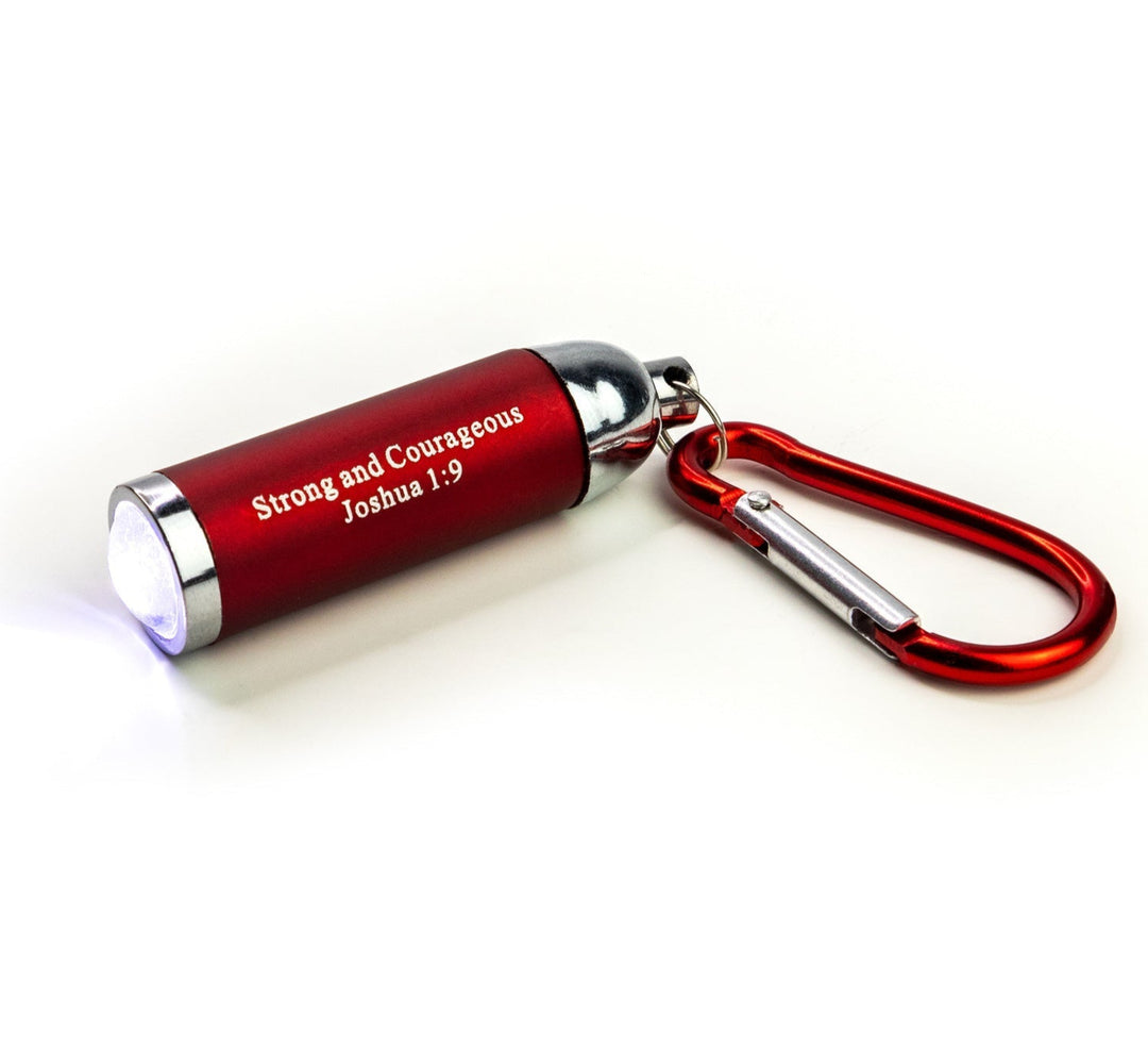 Strong and Courageous - Red 1 LED Flashlight with Carabiner