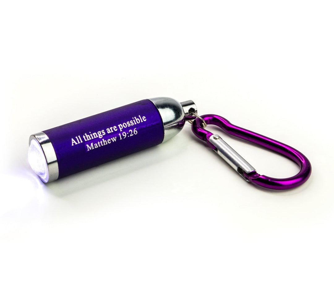 All Things are Possible - Purple 1 LED Flashlight with Carabiner