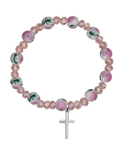 Hand Painted Floral Ceramic Bead Baby Stretch Bracelet