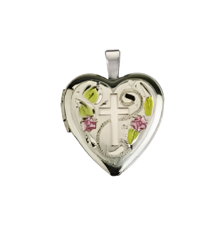 Silver Plate Heart Locket with 18" Chain