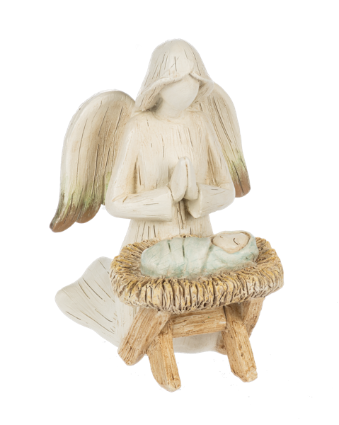 5" Kneeling Angel at Manger Figurine