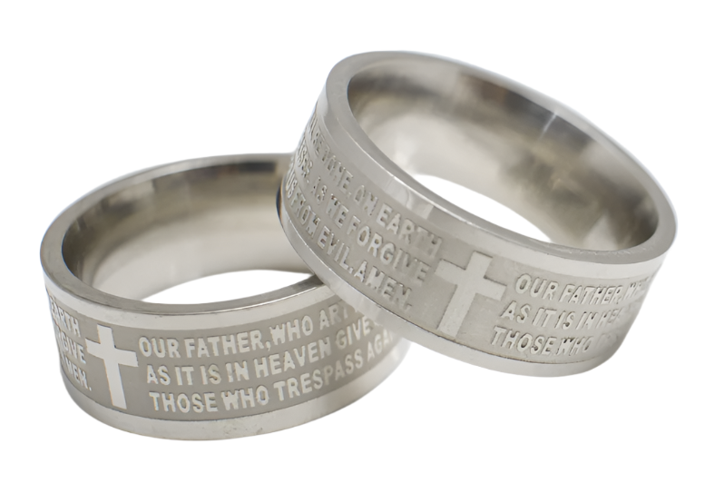 Our Father Stainless Steel Lasered Ring