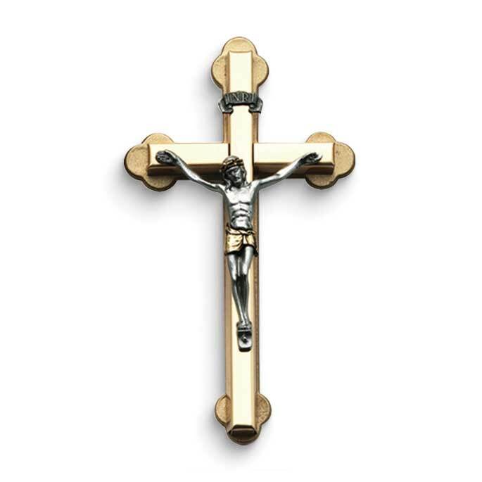 Two-Tone Brass Pewter Wall Crucifix