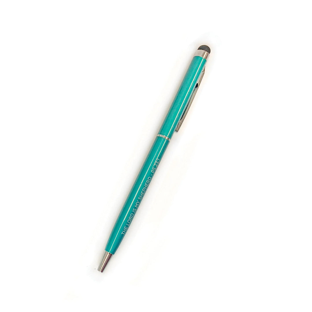 Narrow Teal Scripture Stylus Pen - The Lord is my Shepherd