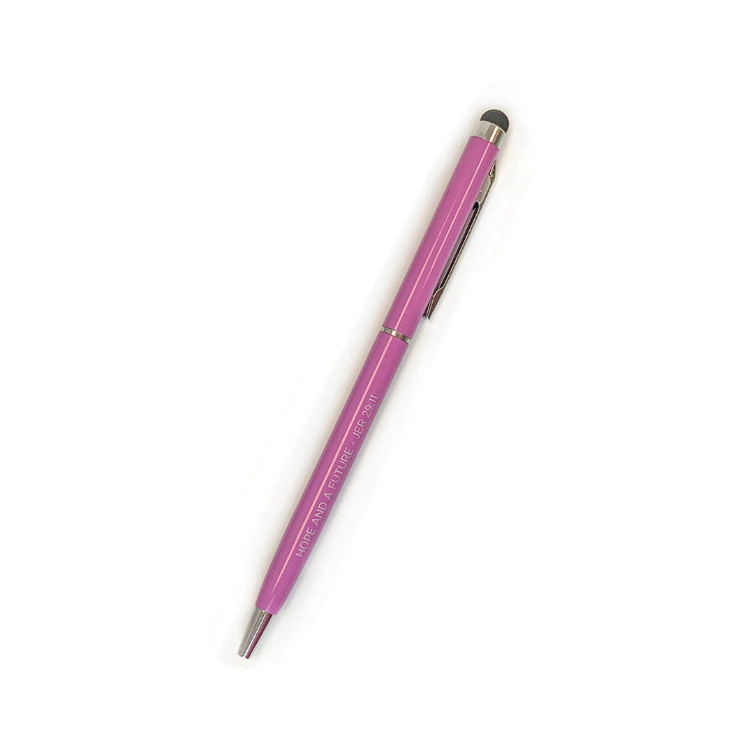 Narrow Purple Scripture Stylus Pen - Hope and a Future