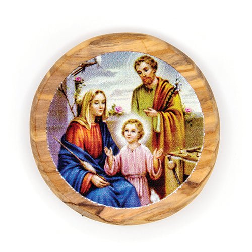The Holy Family Olive Wood Icon Magnet