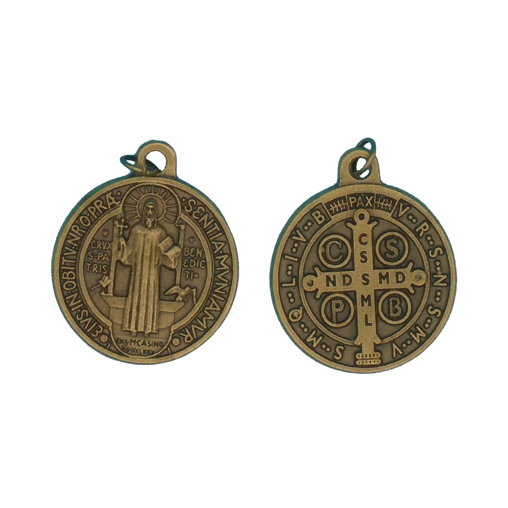 1" Round Brass St Benedict medal