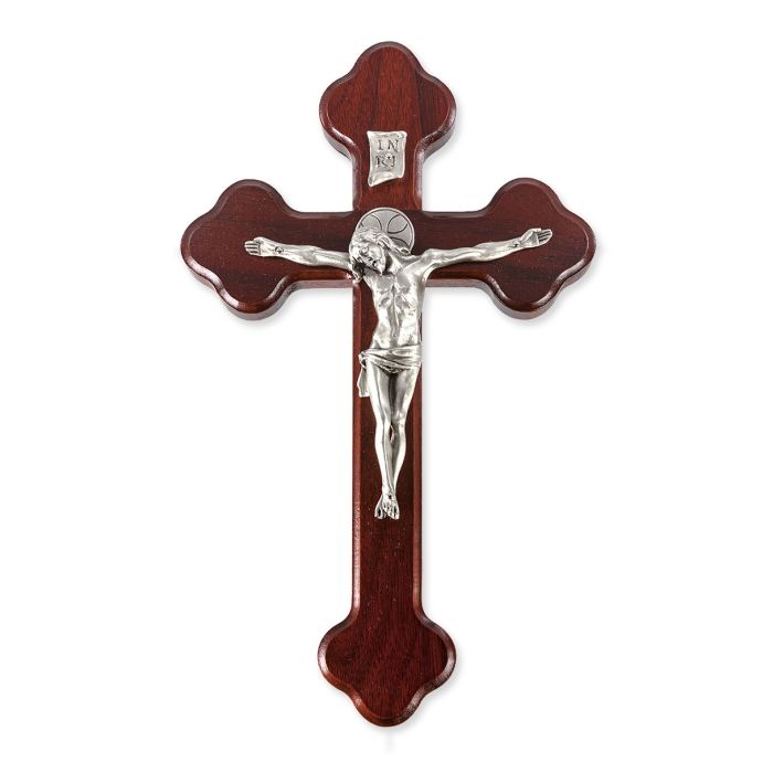 10" Latin Cherry Cross with Genuine Pewter Corpus with Halo