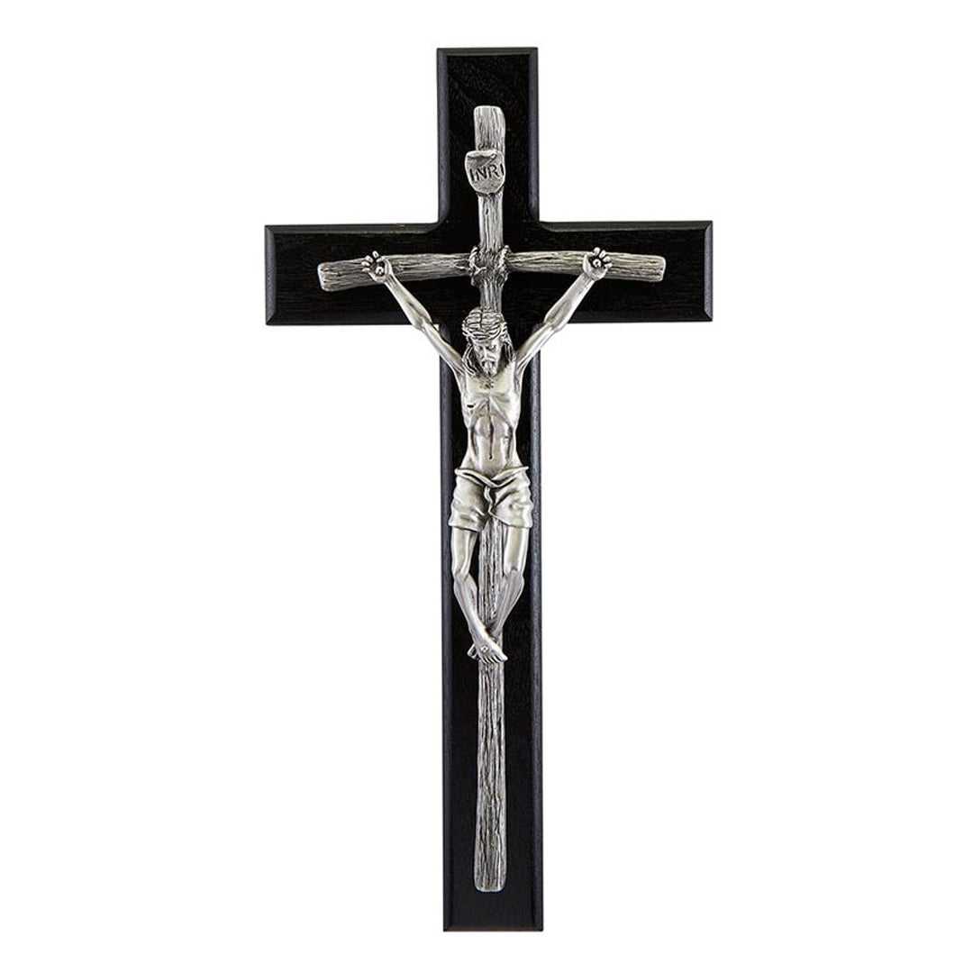 12" Black Papal Crucifix