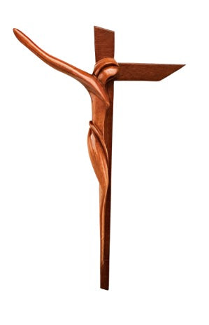 12" Modern Mahogany Wall Crucifix