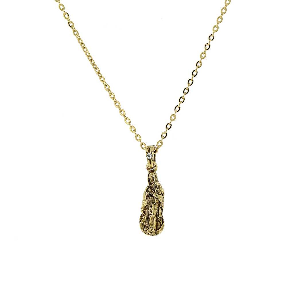 Crystal Accent Mary Petite Pendant Necklace