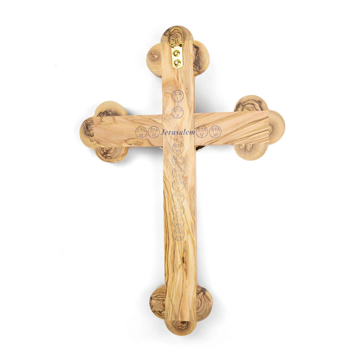 15" Olive Wood & Mother of Pearl Crucifix Wall Cross