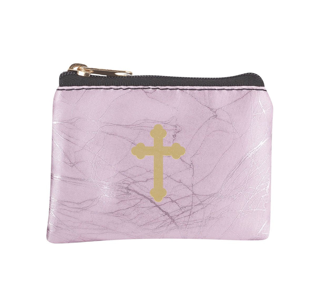 Mauve Marbeled Patent Leatherette Rosary Case