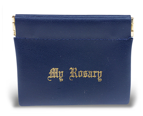 Blue Vinyl Snap Rosary Case
