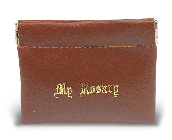 Brown Vinyl Snap Rosary Case