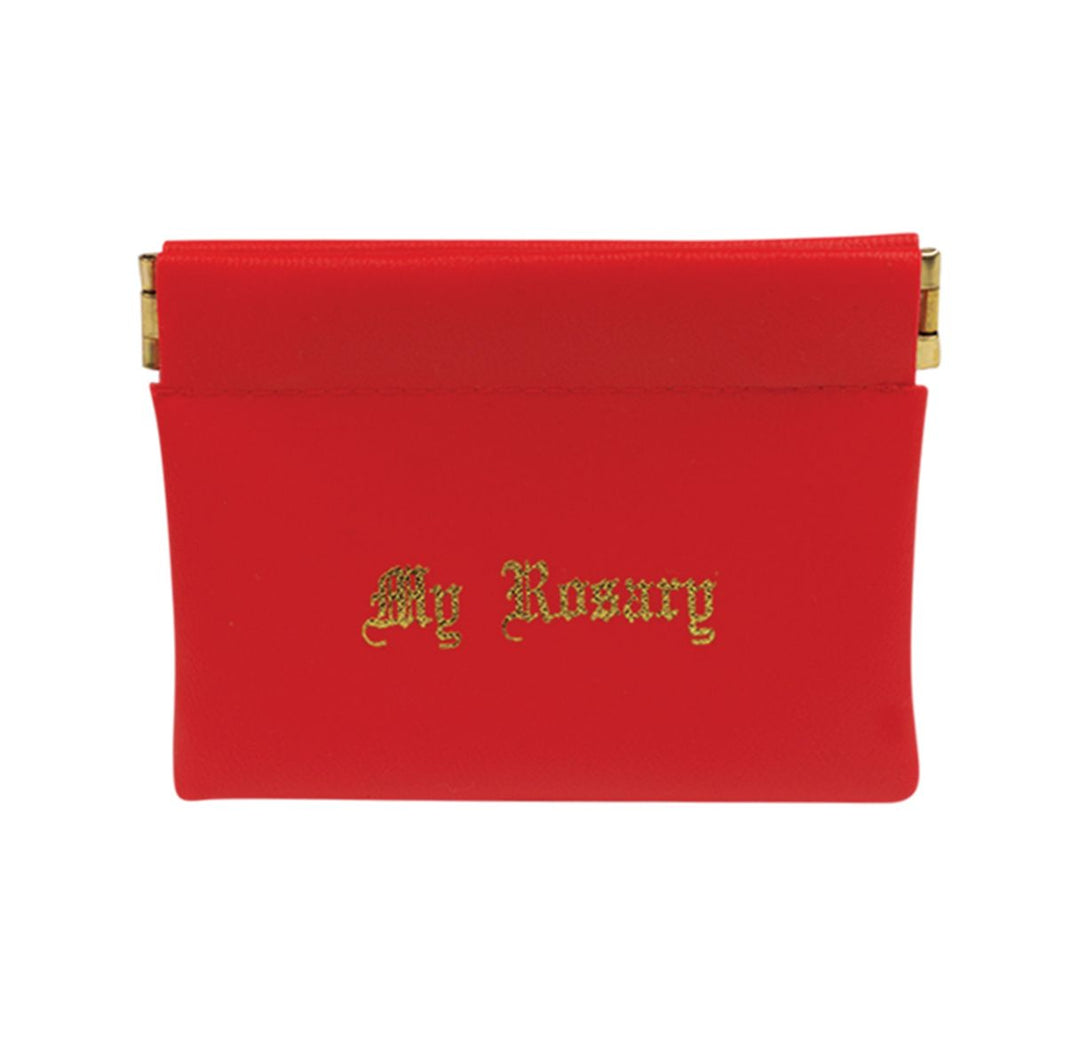 Red Vinyl Snap Rosary Case