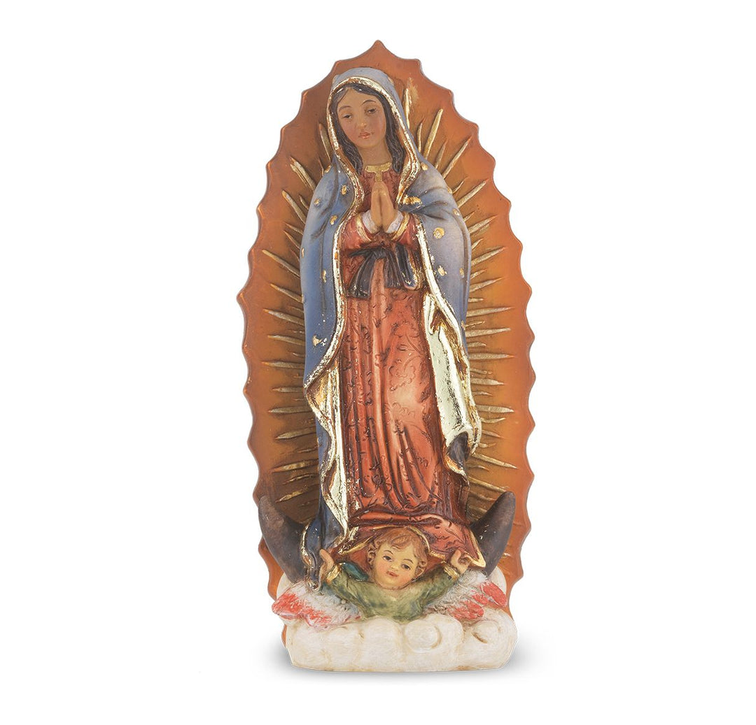 4" Cold Cast Resin Hand Painted Statue of Our Lady of Guadalupe in a Deluxe Window Box