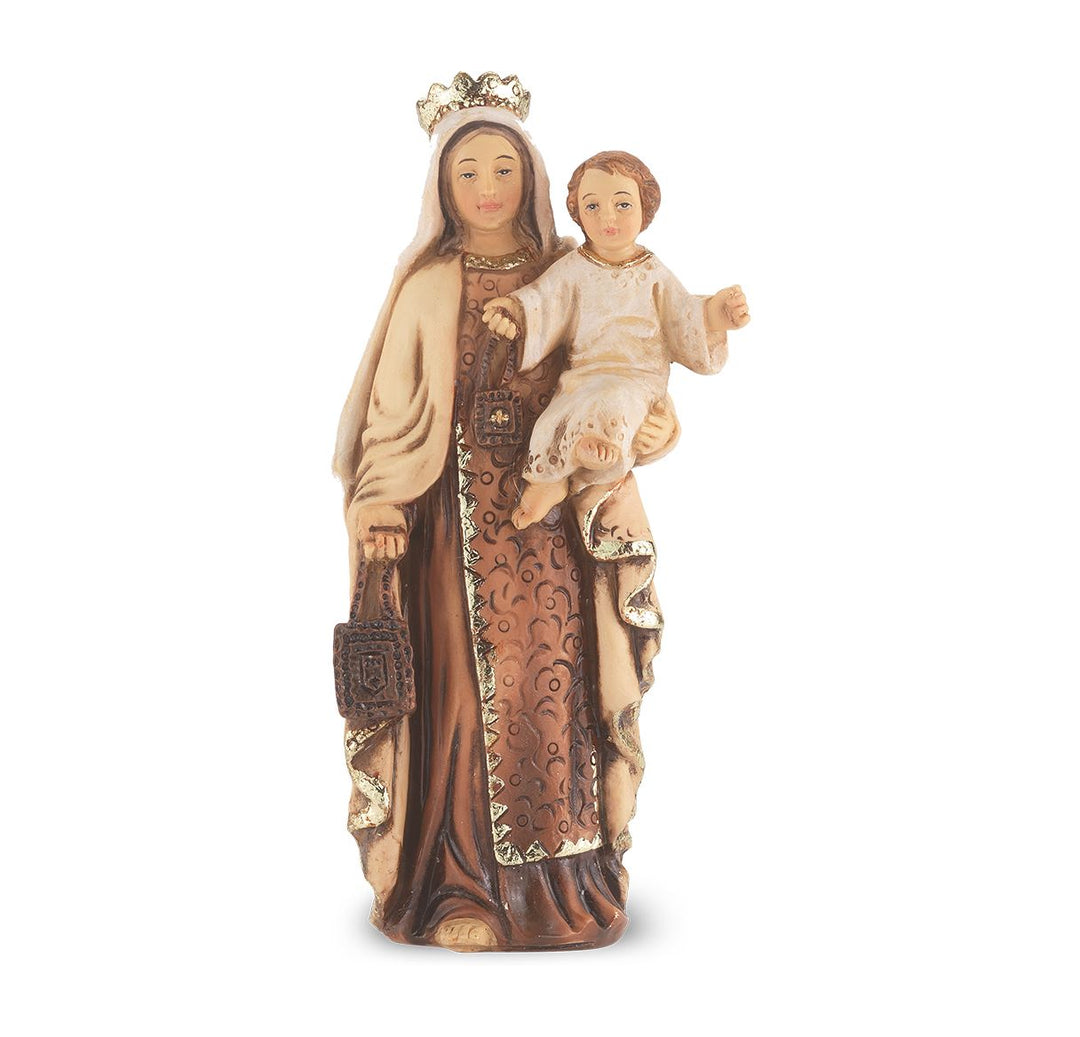 4" Cold Cast Resin Hand Painted Statue of Our Lady of Mount Carmel in a Deluxe Window Box