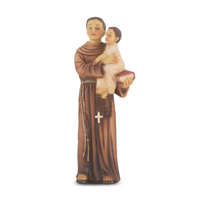 4" Cold Cast Resin Hand Painted Statue of Saint Anthony in a Deluxe Window Box