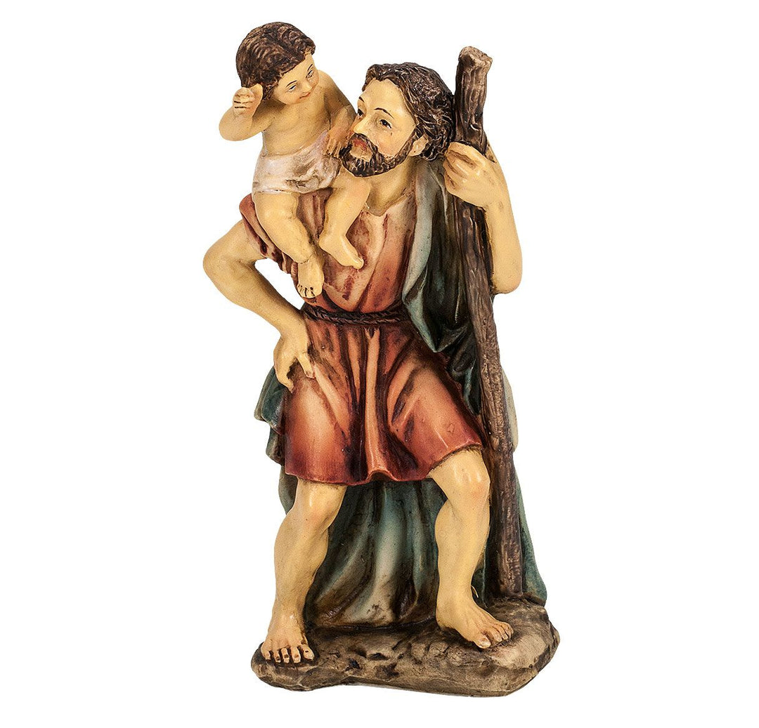 4" Cold Cast Resin Hand Painted Statue of Saint Christopher in a Deluxe Window Box