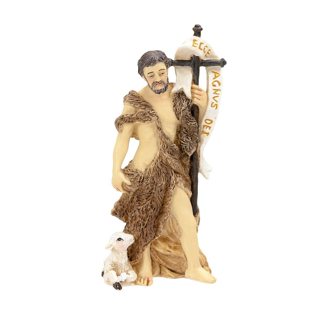 4" Cold Cast Resin Hand Painted Statue of Saint John the Baptist in a Deluxe Window Box