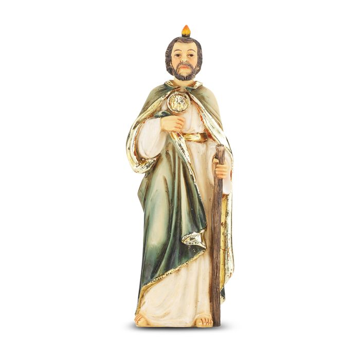 4" Cold Cast Resin Hand Painted Statue of Saint Jude in a Deluxe Window Box