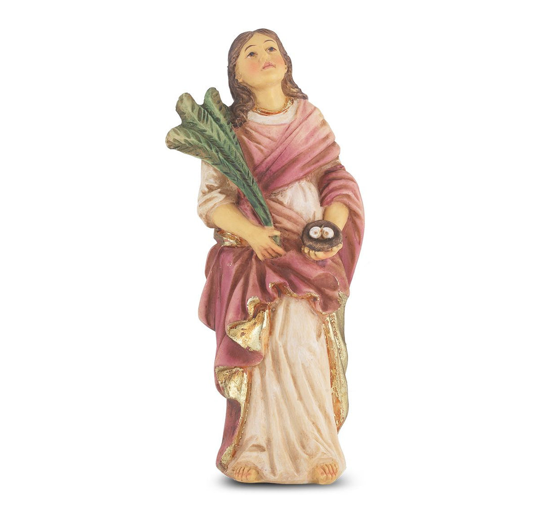 4" Cold Cast Resin Hand Painted Statue of Saint Lucy in a Deluxe Window Box