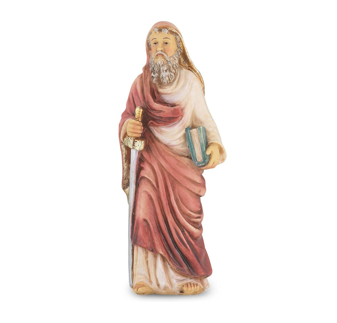 4" Cold Cast Resin Hand Painted Statue of Saint Paul in a Deluxe Window Box